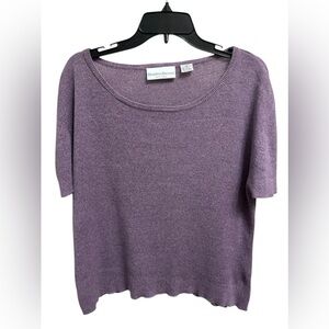 Drapers & Damons Womens Purple Silk Cotton Scoop Neck Knit Top Minimalist Sz PM